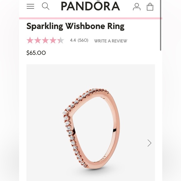 3 Pandora Wishbone Pinky Rings Rose gold and Sterling Silver Size 3 - Picture 7 of 11